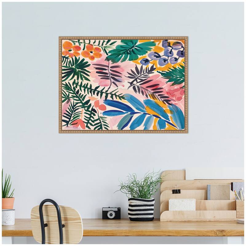Kate and Laurel Sylvie Jungle Botanical Framed Canvas by Amy Lighthall