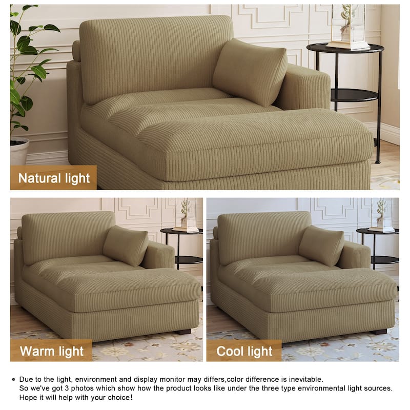 Modern Corduroy L-Shaped Sofa Chaise Lounge Couch