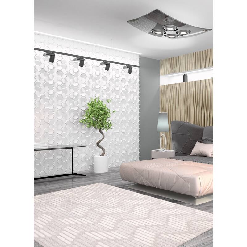 ECARPETGALLERY Hand Loomed Elysian Grey Silk Rug - 8'0 x 11'2