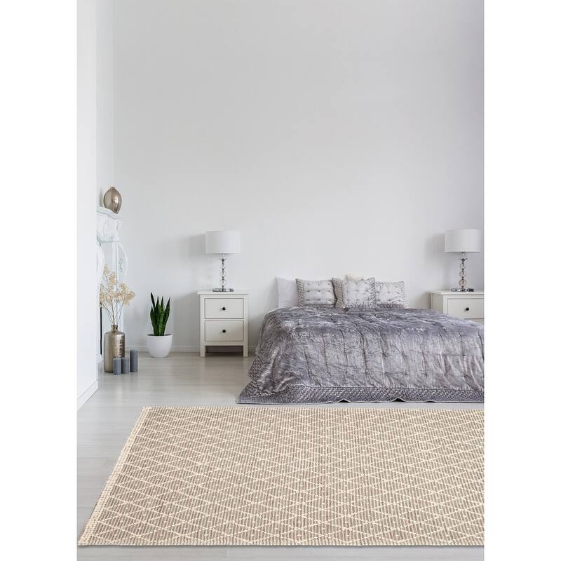 ECARPETGALLERY Braid weave Sienna Grey Wool Rug - 5'1 x 7'10