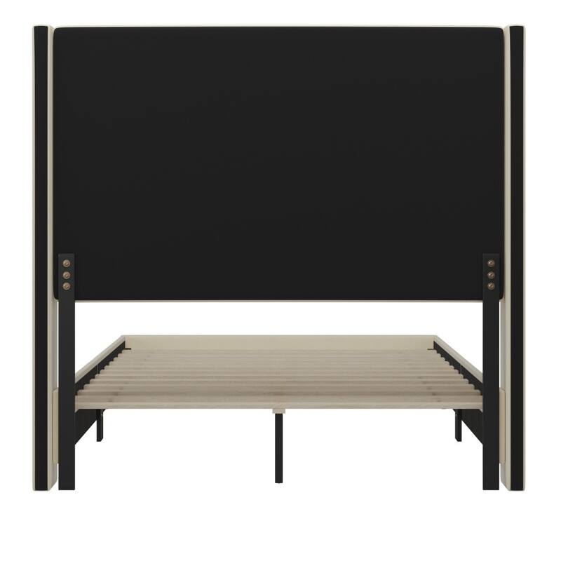 Upholstered Platform Bed with Channel Stitched Headboard