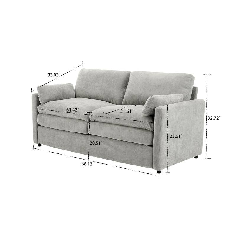 Modern Minimalist Chenille Fabric Upholstered 3-Pieces Living Room Set with a Chair, a 2-Seater Sofa and a 3-Seater Sofa