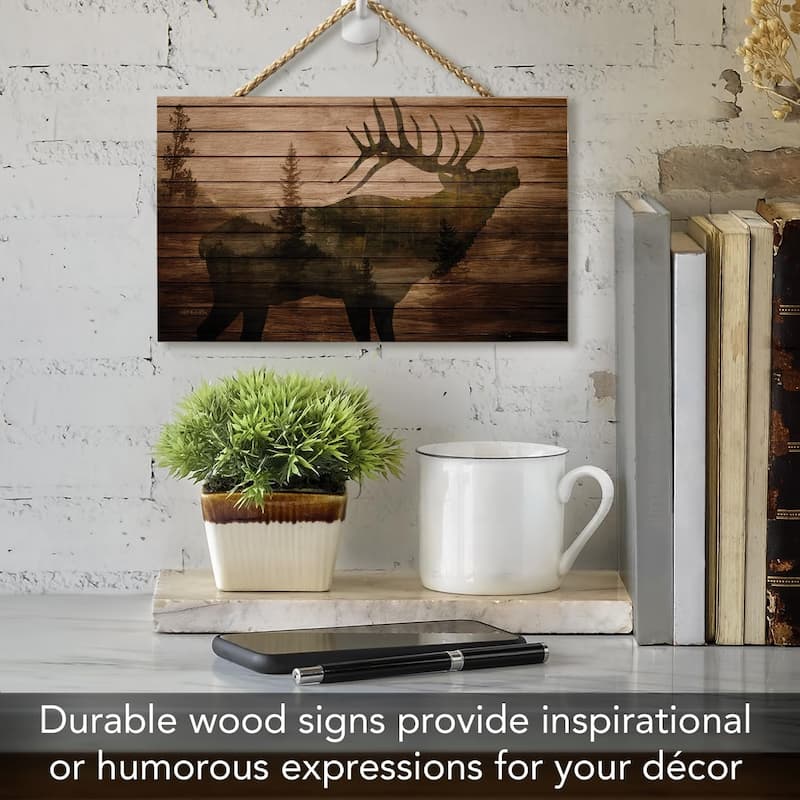 Elk in the Woods Decorative Hanging Wood Sign 9.5” by 5.75”