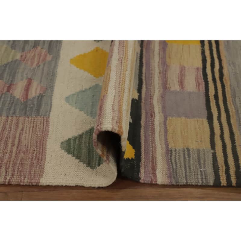 Hand Woven Oriental 100% Wool Carpet Southwestern Tribal Multi-Colored Kilim Runner Rug - 5' 9'' X 2' 0''