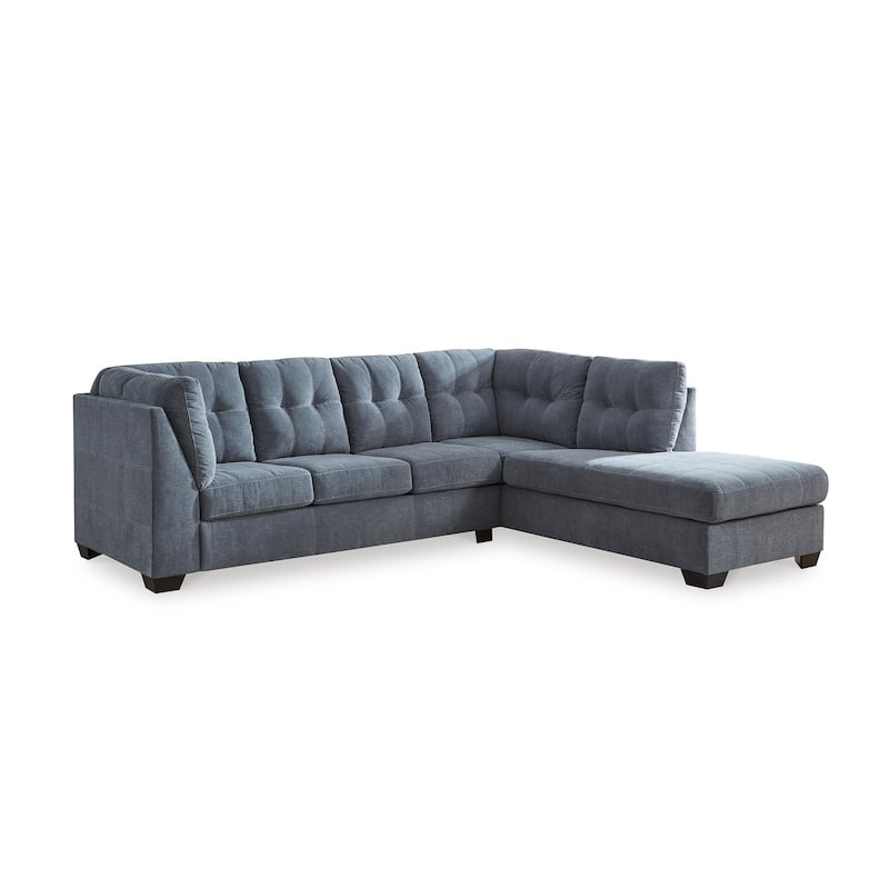 Signature Design by Ashley Marleton Dark Blue 2-Piece Sleeper Sectional with Chaise - 115"W x 91"D x 38"H