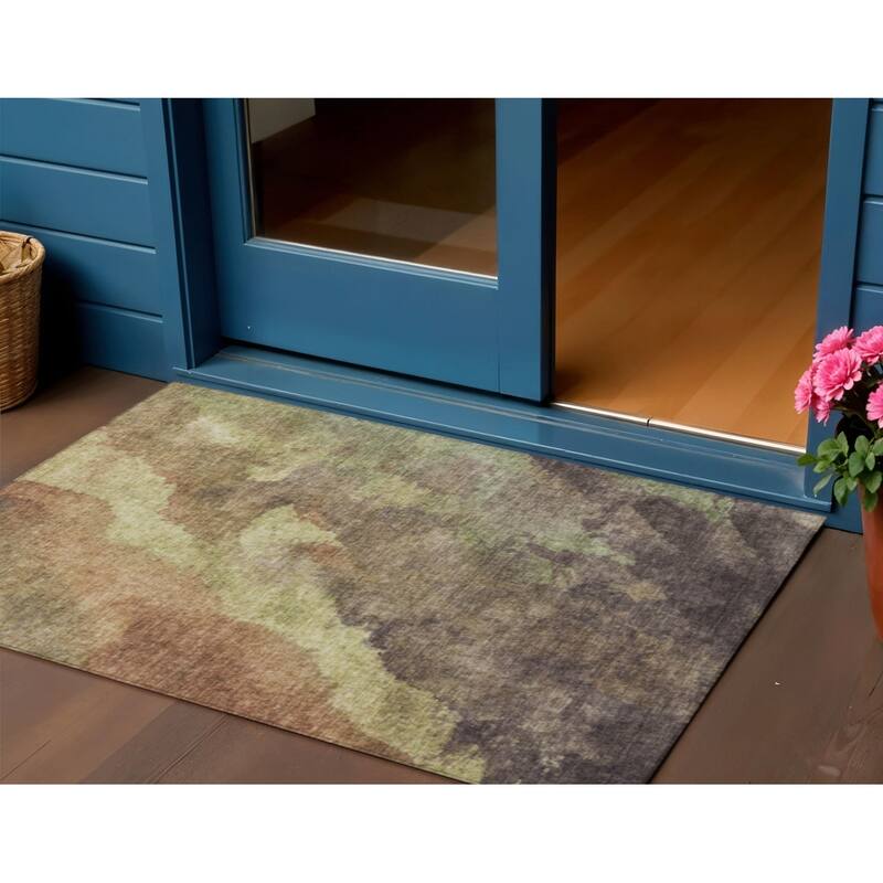 HomeRoots Abstract Transitional Rectangle Outdoor Rug - 3' x 5'
