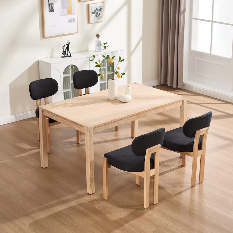 Wooden Dining Chairs Set of 2, Modern Fabric Upholstered Dining Room Chair Kitchen Chairs, Farmhouse Dinner Chair for Kitchen