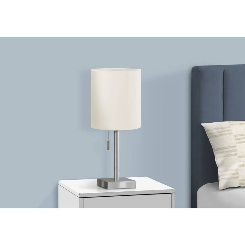 Set of 2 Table Lamps with USB Port and Drum Shade Contemporary Design