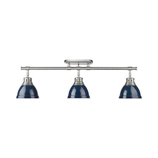 Yep by Golden Lighting Duncan 3-light Semi-Flush Mount in Pewter and Navy Blue shade - 3-Light Semi-flush