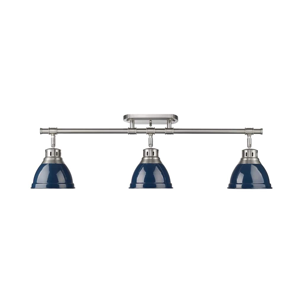 Yep by Golden Lighting Duncan 3-light Semi-Flush Mount in Pewter and Navy Blue shade - 3-Light Semi-flush