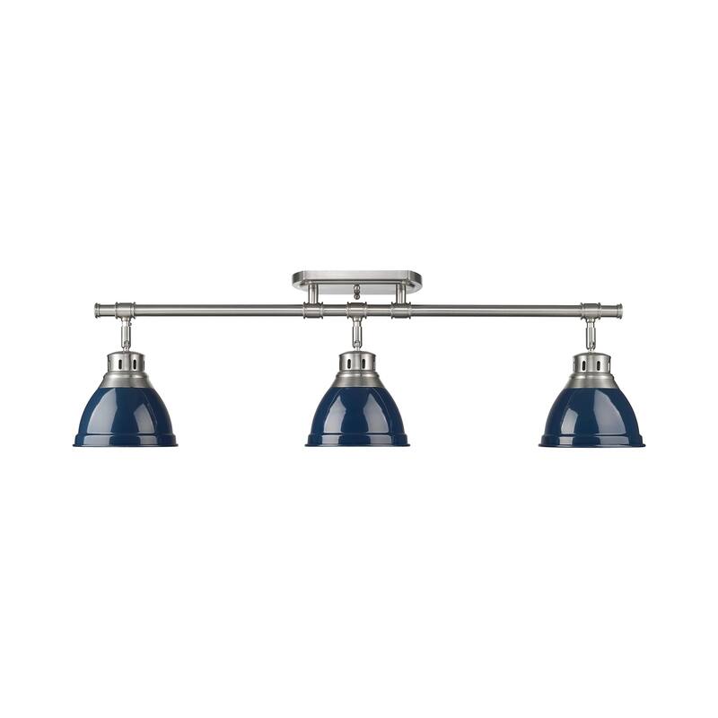 Yep by Golden Lighting Duncan 3-light Semi-Flush Mount in Pewter and Navy Blue shade - 3-Light Semi-flush