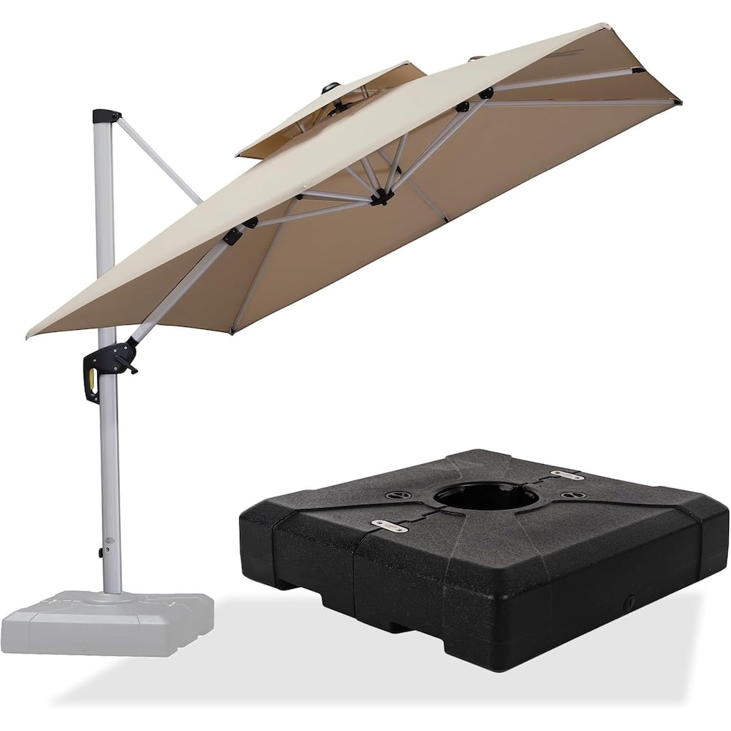 PURPLE LEAF 9ft Square Patio Umbrella Cantilever Umbrella with Base