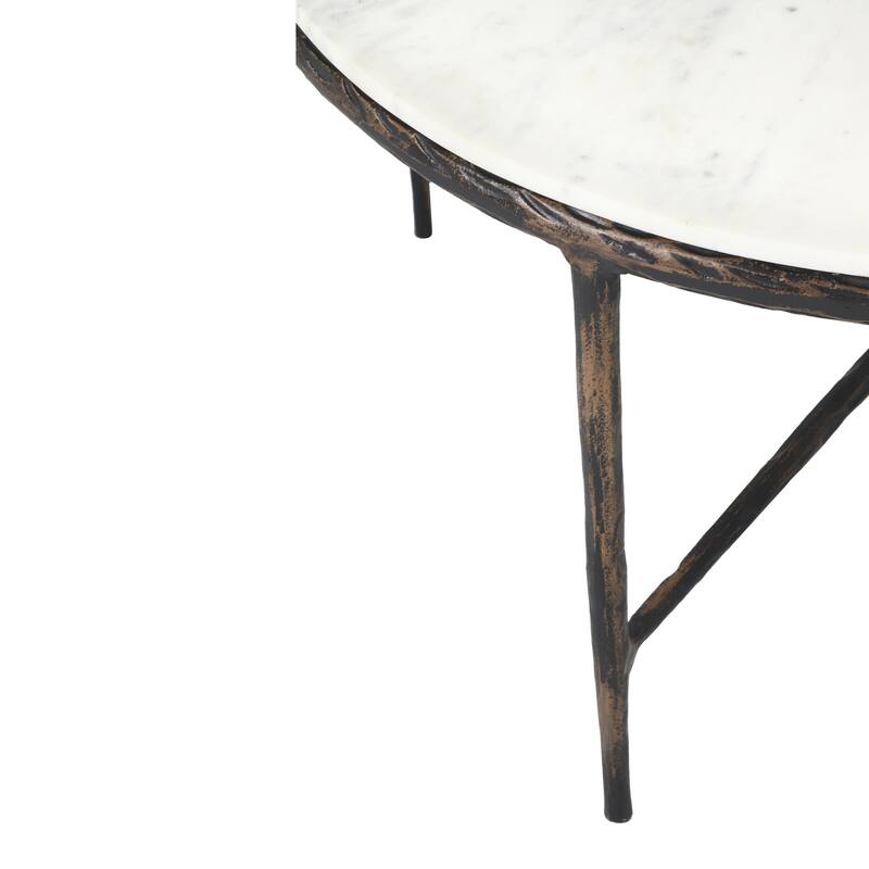 Sevita Elijah Round Marble & Metal Coffee Table, 36" L x 36" W x 18" H - 36" Diameter x 18" H