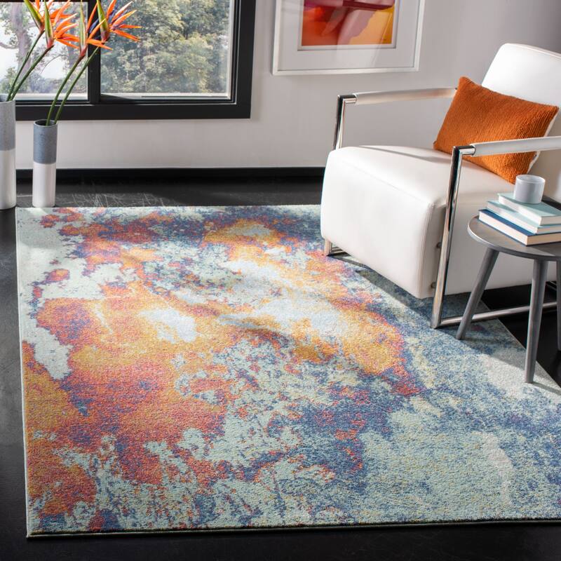 SAFAVIEH Prism Galini Vintage Abstract Rug - 5'1" x 7'6" - Cream/Aqua