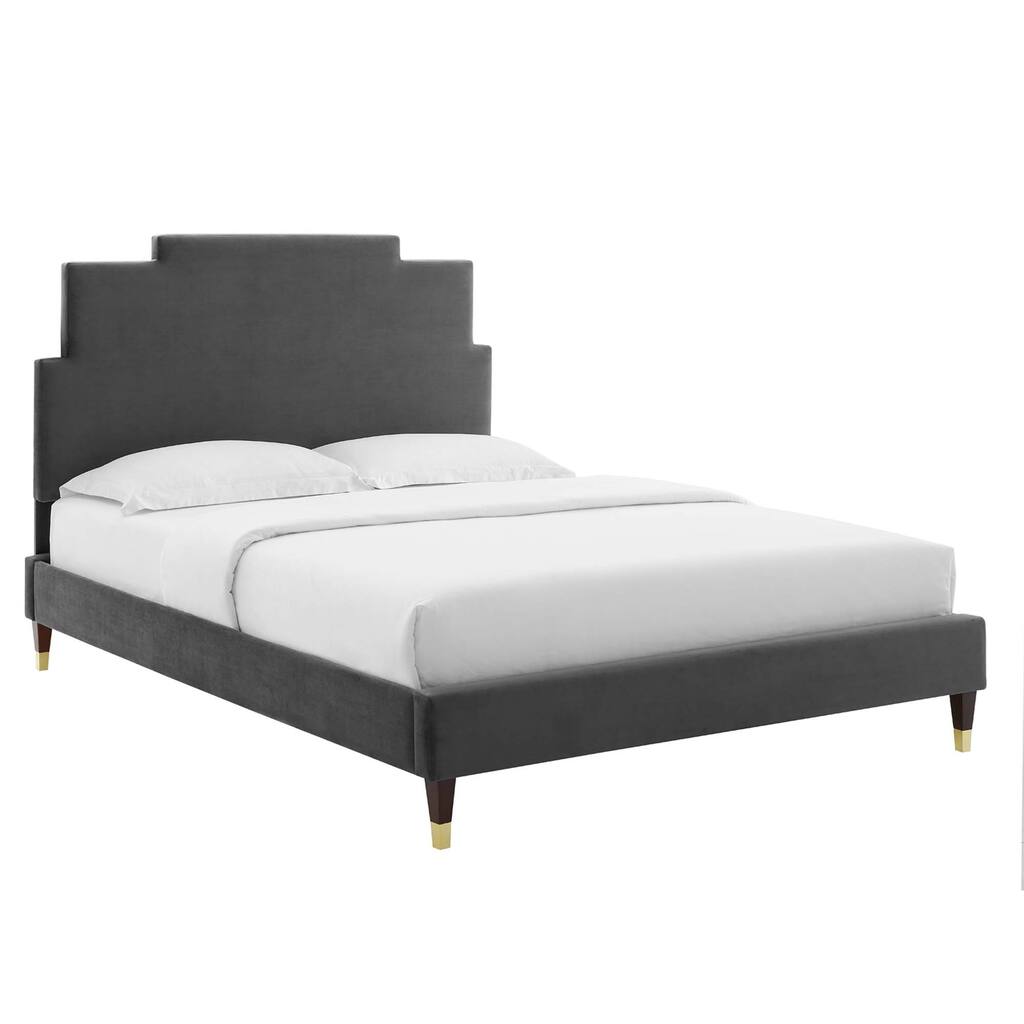 Lindsey Performance Velvet Queen Platform Bed