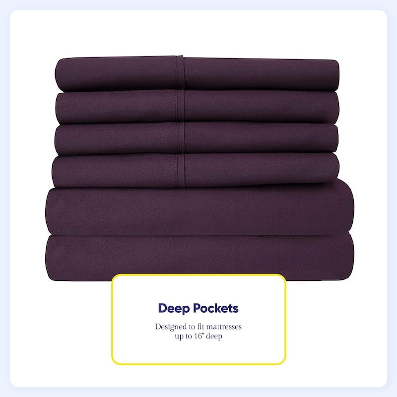 Soft Brushed Microfiber 7-piece Split King Sheet Set - 4 Pillowcases