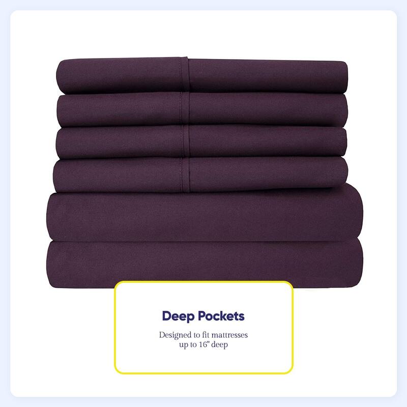 Sweet Home Collection 6 Piece RV Queen Short Sheet Set, Deluxe Ultra Soft 1500 Series, Double Brushed Microfiber