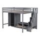 preview thumbnail 6 of 12, Gray Full Size Solid Wood Loft Bed Frame with Wardrobe, Low Storage Table and Storage Staircase