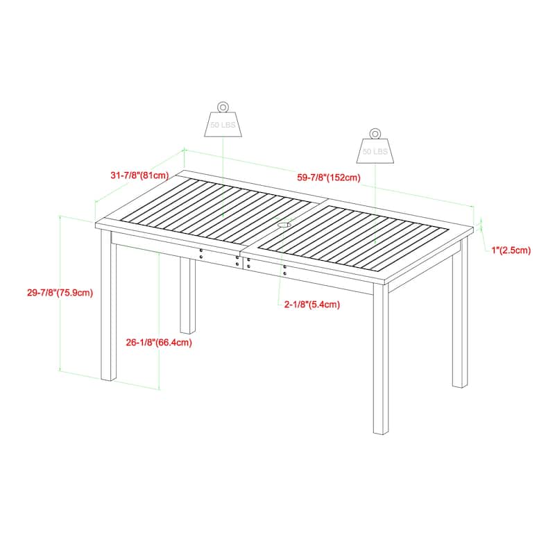 Walker Edison Elephant Point 3-Piece Acacia Outdoor Dining Set