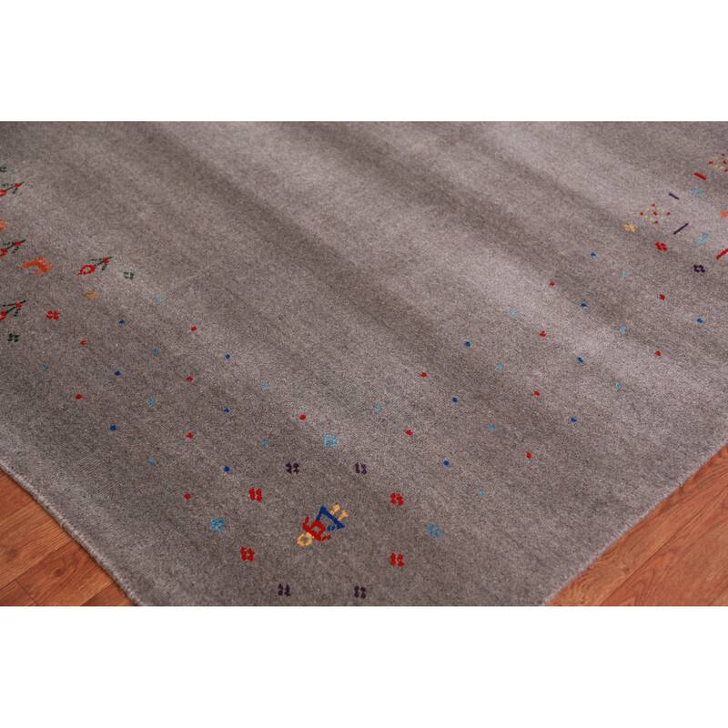 Tribal Gabbeh Indian Area Rug Hand-Knotted Living Room Wool Carpet - 9'2" x 11'11"