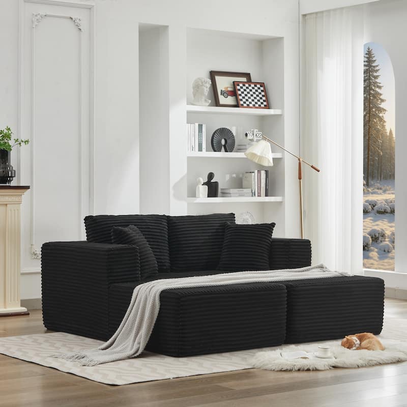 106" Cloud Sectional Couch Double Chaise Lounges,Deep Seat Modern Modular Sofa For Living Room,No Assembly Required - Black