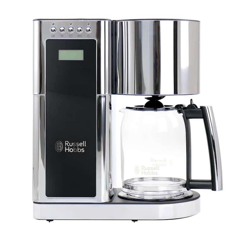 Modern Sleek Chrome Glass Coffeemaker - 8 Cup Brewing Capacity - Black