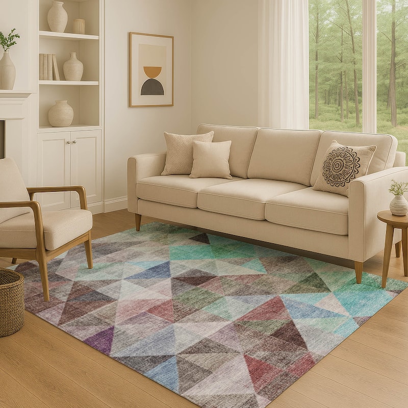 Premium Washable Super Soft Contemporary Mosaic Mayfield Rug - Silver - 9' x 12'