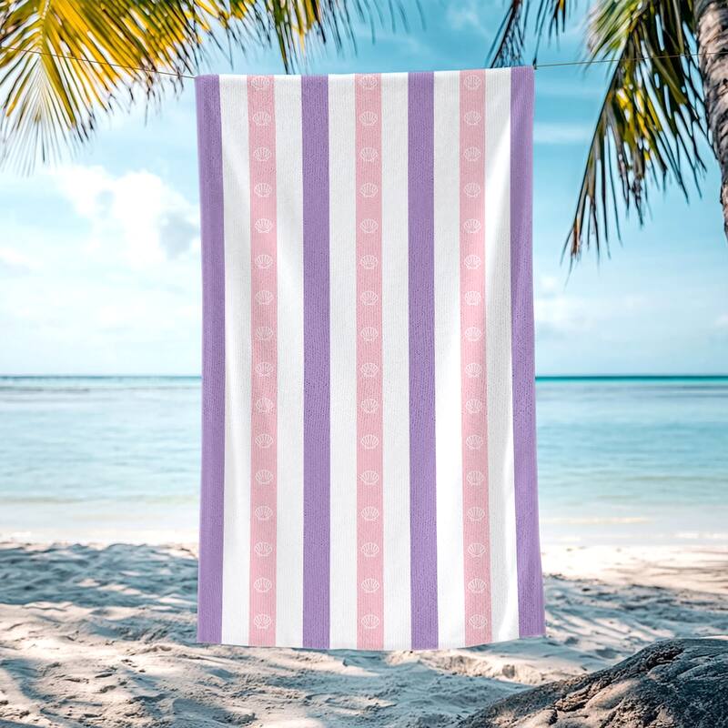 Shark Striped Beach Towel, Cabana Soft Swimming Towel, Pool Towel for Adults Women Men - Pink