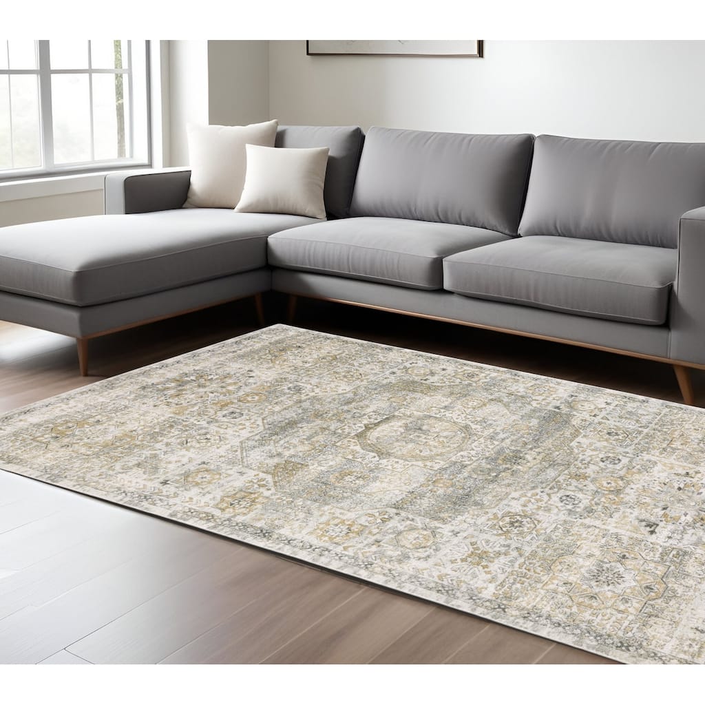 HomeRootsMedallion Traditional Rectangle Area Rug