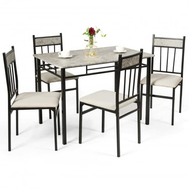5-Piece Faux Marble Dining Table Set