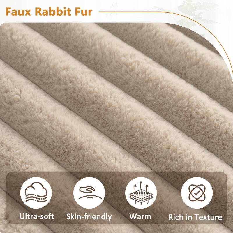 110" Free-combined Sofa in Light Coffee Faux Rabbit Fur for Living Room