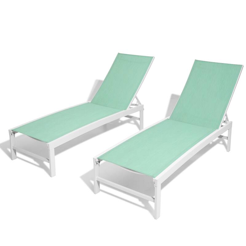 VredHom Outdoor Aluminum Adjustable Chaise Lounge Chairs (Set of 2) - 60.4 in L * 24.6 in W * 16.1/40.8 in H