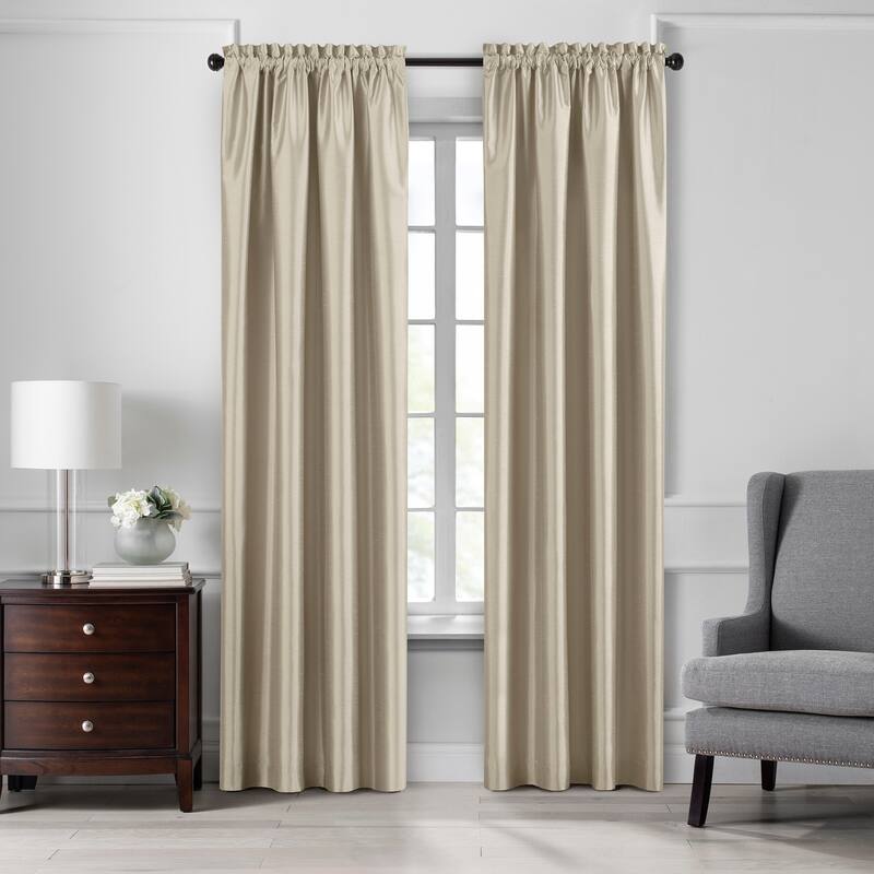 Colette Faux Silk Blackout Window Curtain - 52"x95" - Ivory