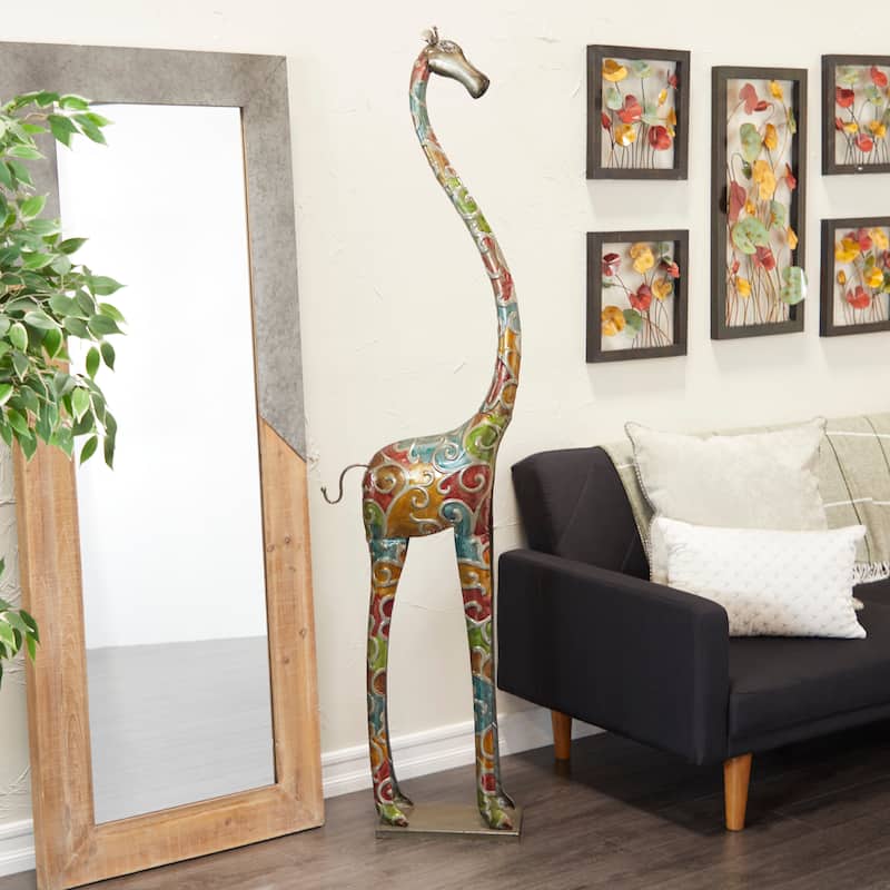 Vibrant Handmade Safari Animal Sculpture Collection - Wood or Metal Elephant & Giraffe for Indoor & Outdoor Decor