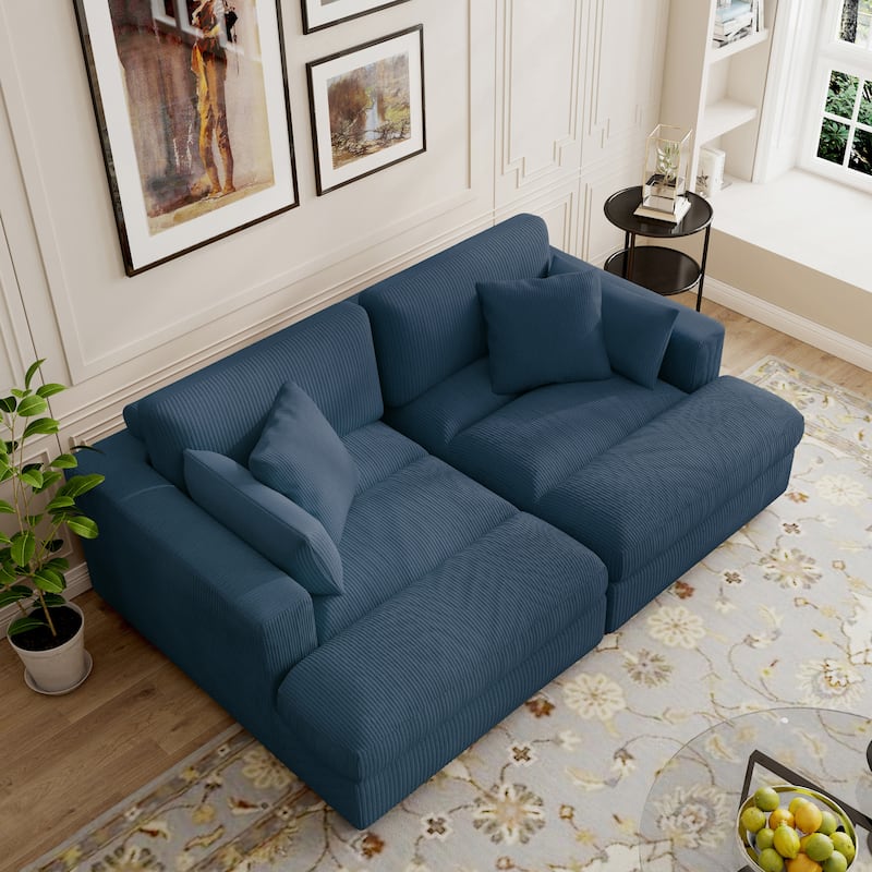 Modern Corduroy Modular Sectional Sofa Chaise Couch Bed