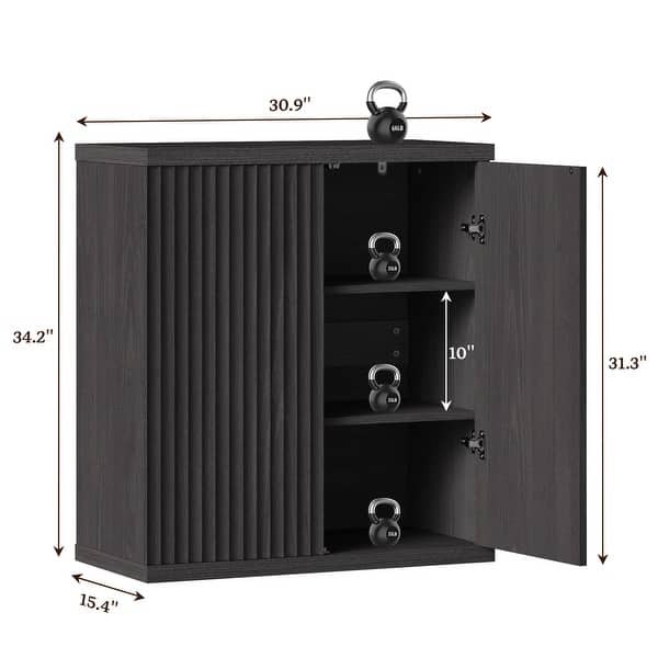 dimension image slide 1 of 4, Set of 3 Versatile Push to Open Side Cabinets for Modern Homes