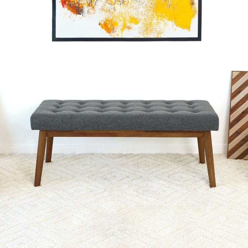 GDFStudio - Delilah Mid-Century Modern Fabric Upholstered Bench with Velvet Cushion - 43"W