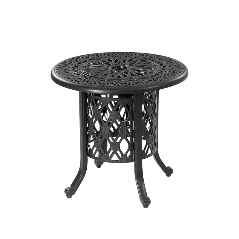 21"Side table With Removable Ice Bucket- Rustproof Cast Aluminum Frame, Hand-Brushed Finish, Food-Grade 304 Stainless Steel