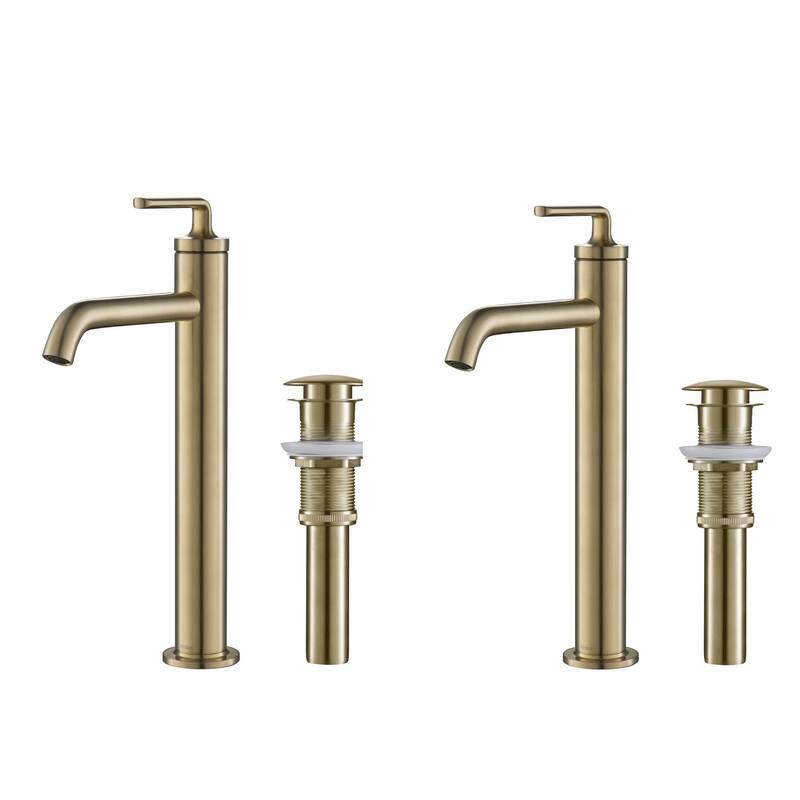 Kraus Pack of (2) Ramus 1.2 GPM Vessel Single Hole Bathroom Faucet - Spot Free Brushed Gold
