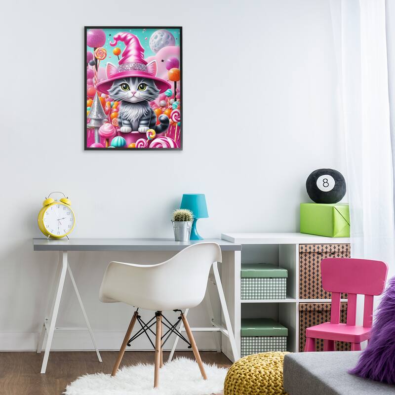 Stupell Kitten Among Pink Candies Framed Giclee Art Design By Tabz Jones