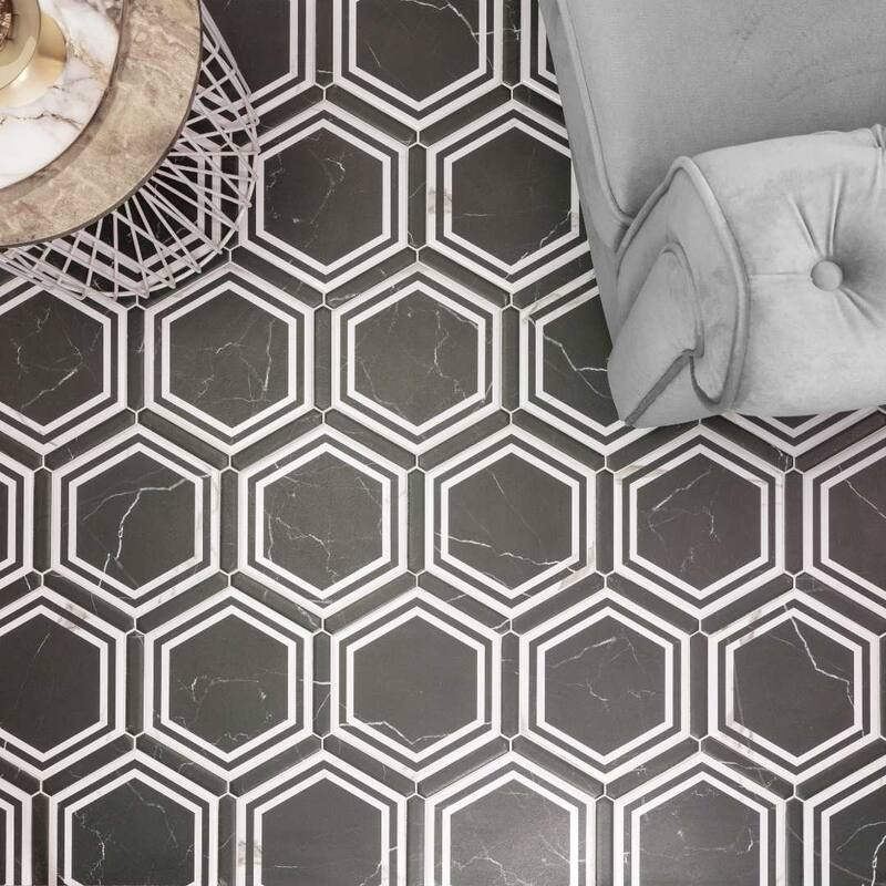 Kykuit 8.6x9.8 Satin Porcelain Hexagon Tile - Floor, Wall, Backsplash