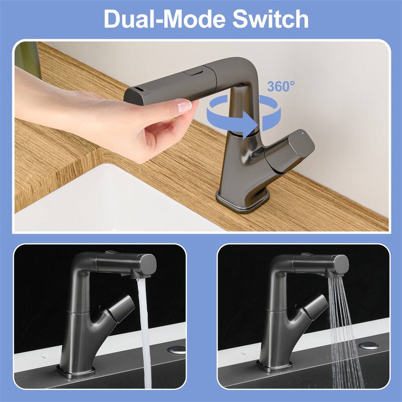 Pull-Down Bathroom Sink Faucet with Three Water Modes