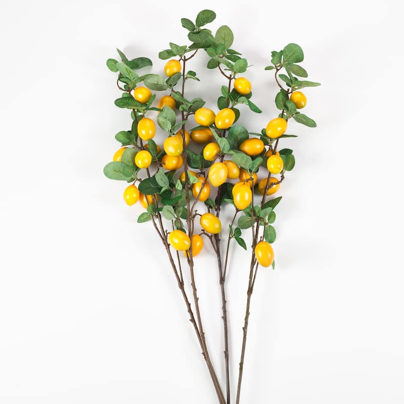 Decorative Faux Lemon Branch (Set of 4) - 32.5"