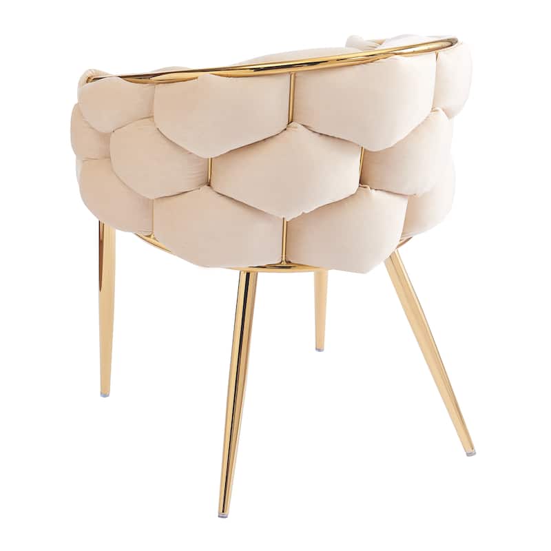 Set of 2 Luxury Handmade Accent Chair with Gold Legs, Modern Velvet Armchair Dining Chair for Living Room Bedroom