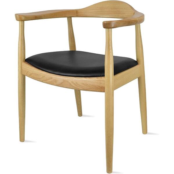 2xhome Solid Real Oak Dark Wood Pu Leather Cushion Seat Kennedy Chairs With Arm Armchair Dining Hans Wegner Style Kitchen On Sale Overstock 16692976