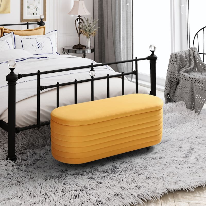 Farrah Velvet Polyester Flip Top Storage Ottoman - 42"