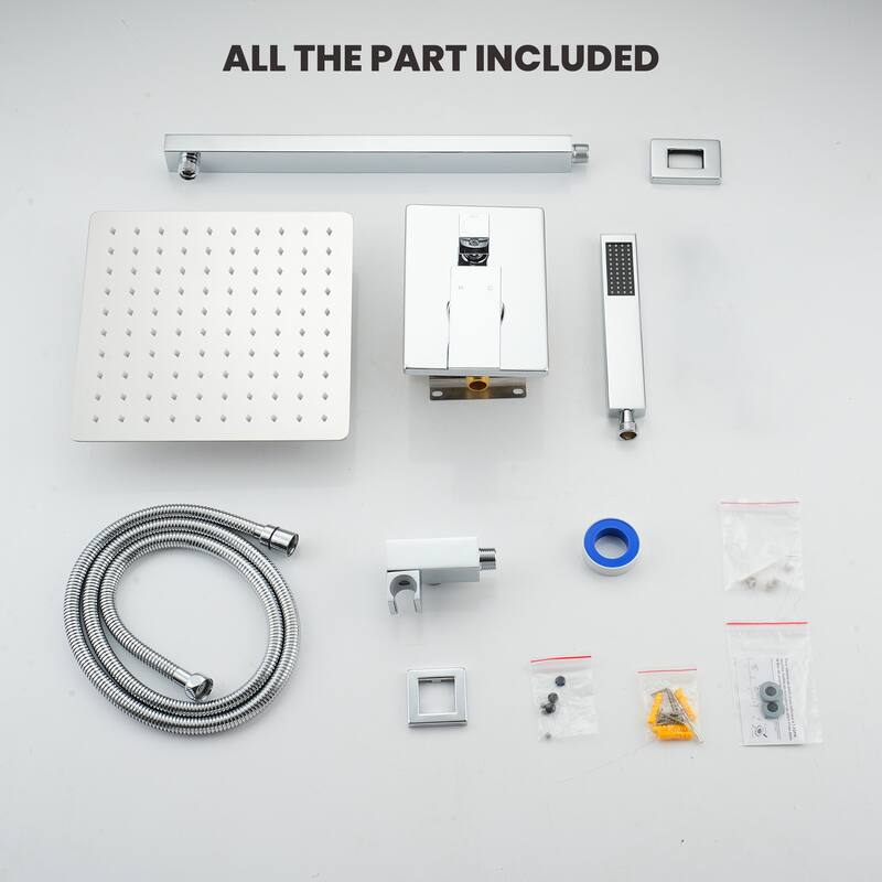 10 Inch Square Bathroom Shower System Set, 2-Function Shower Faucet