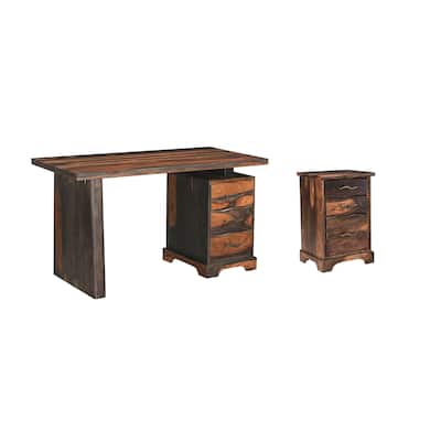 Avenue 2-piece Live Edge Solid Wood Desk Set
