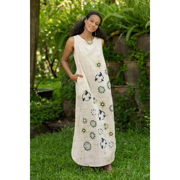 Novica Handmade Tender Growth Batik Cotton Shift Dress - Bed Bath & Beyond 