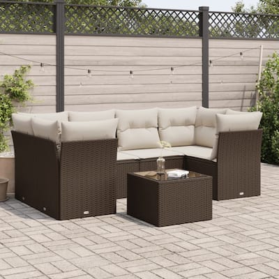vidaXL Garden Sofa Set Brown, Cream white - 21.7 x 21.7 x 14.6